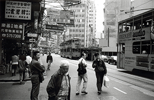 Street scene with trams, Johnston Road, Wanchai, 15 April 1996