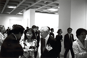 Artist Zhao Wuji at the opening of his exhibition at the Hong Kong Museum of Art, Tsim Sha Tsui, 2 May 1996
