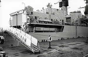 H.M.S. Chatham, moored near the Prince of Wales Barracks, 18 June 1997