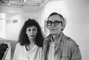 Artists Christo (right) and Jeanne-Claude (left) at the Hong Kong Arts Centre, Wanchai, 8 February 1999