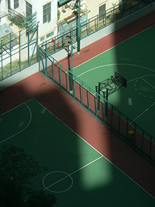 Morning light on basketball courts, Sheung Wan, 3 July 2008