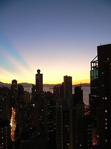 Sunset over Lantau, viewed from Sheung Wan, 19 August 2008