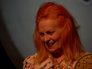 Fashion designer Vivienne Westwood, at the opening of an exhibition of her work, Artistree, Quarry Bay, 28 November 2008