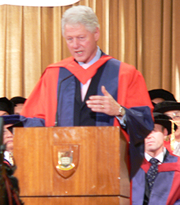 Former US president Bill Clinton receiving an honorary degree at the University of Hong Kong, 4 December 2008