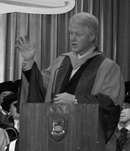 Former US president Bill Clinton receiving an honorary degree at the University of Hong Kong, Loke Yew  Hall, 4 December 2008