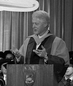 Former US president Bill Clinton receiving an honorary degree at the University of Hong Kong, Loke Yew Hall, 4 December 2008