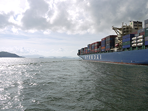 Container ship in the East Lamma Channel, 11 July 2010