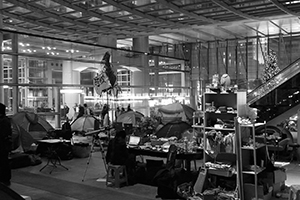‘Occupy’ protest camp in the public plaza beneath the Hong Kong and Shanghai Bank headquarters, Central, 12 December 2011