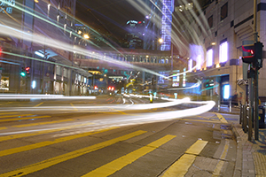 Des Voeux Road Central at night, 12 December 2011