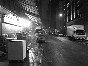 Street scene at night in an industrial district, Kwun Tong, 13 January 2012