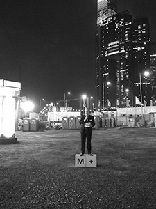 Lars Nittve, director of M+, giving a speech at the West Kowloon Cultural District site on the opening of an exhibition, 18 January 2012