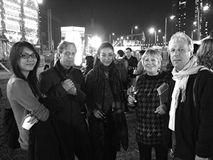 Guests at the opening of an exhibition on the West Kowloon Cultural District site, 18 January 2012