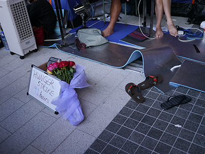 Hunger strikers in a protest against an attempt by the Government to introduce national education into the school curriculum, 5 September 2012