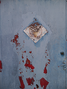 Door of house in Tung O village with faded Lunar New Year decoration, Lamma Island, 23 October 2012