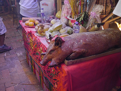 Roast pig offering at Pokfulam Village during the mid-Autumn Festival, 19 September 2013