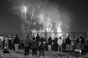 Lunar New Year fireworks viewed from Central waterfront area, 1 February 2014