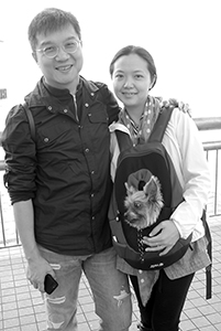 Composer Chan Hing-yan and his wife, Central Ferry Piers, 6 April 2014