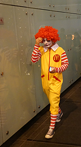 Halloween clown costume, Wyndham Street, Central, 31 October 2015