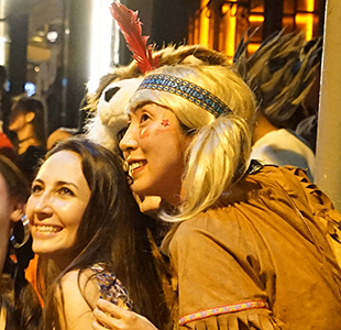 Posing for a selfie in Halloween costumes, Wyndham Street, Central, 31 October 2015