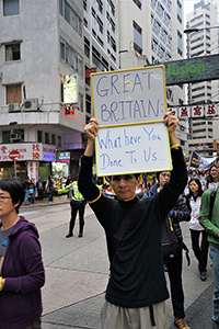 Demonstration concerning booksellers who are missing (and presumed abducted illegally to the Mainland), Sheung Wan, 10 January 2016