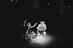 Young participants in the June Fourth memorial rally, Victoria Park, 4 June 1999