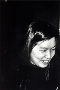 Artist Annie Chan Chi-ling, at the Wharney hotel, Wanchai, 17 February 1995