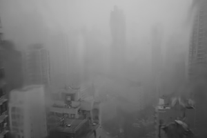 View through a window in rainy weather, Sheung Wan, 15 June 2017