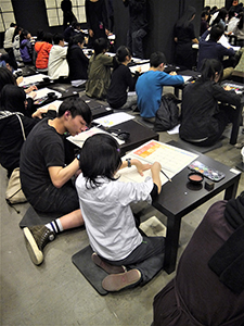Song Dong's daughter, participating in her father's '36 Calendars' project, at Artistree, Taikoo Place, Quarry Bay, 21 January 2013