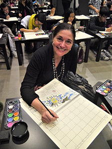 Catherine Maudsley, participating in Song Dong's '36 Calendars' project, at Artistree, Taikoo Place, Quarry Bay, 21 January 2013