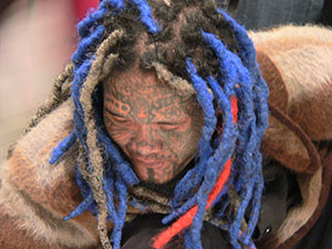 Indonesian artist with facial tattoos, Sin Sin Fine Art, Tai Ping Shan, 2 April 2008