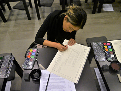 Curator Chantal Wong, at Song Dong's '36 Calendars' project, Artistree, Taikoo Place, Quarry Bay, 21 January 2013