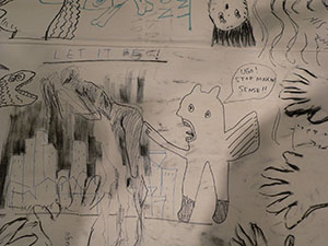 Detail of a collective drawing, Sin Sin Fine Art, Tai Ping Shan, 2 April 2008