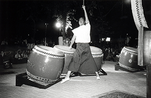 Theatre U from Taiwan, performing outside the Hong Kong Arts Centre, Wanchai, 22 September 1995
