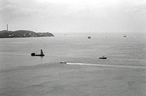 Marine traffic in Lamma Channel, Typhoon Sybil approaching,  2 October 1995