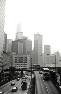 View towards Central, from a footbridge over Gloucester Road, Wanchai, 22 November 1995