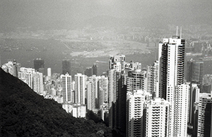 View from the Peak, with reclamation underway in West Kowloon, 28 December 1995