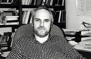 Academic Jeremy Tambling in his office in the Main Building, HKU, 18 January 1996