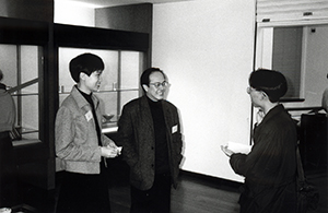 Leung Ping-kwan and Lam Kong being interviewed, HKU, 30 January 1996