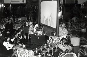 Indonesian shadow puppet performance in the Loke Yew Hall, Main Building, University of Hong Kong, 9 February 1996