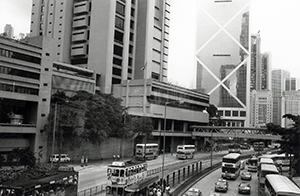 British flag over the High Court Building, with the Bank of China Tower behind, Admiralty, 19 July 1996