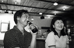 Law Wai Ming at the Fringe Club Bar, Central, 3 July 1996