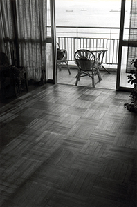 View of living room and balcony at late afternoon, Sha Wan Drive, Pokfulam, 2 March 1997