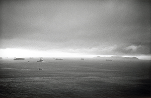 Morning thunderstorm at sea, viewed from Sandy Bay, 8 May 1997