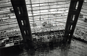 Final stages of construction at the new extension to the Hong Kong Convention and Exhibition Centre, Wanchai, 27 May 1997