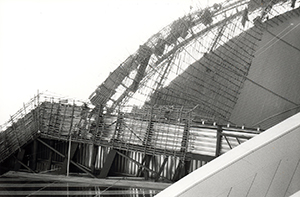 Final stages of construction of the new extension to the Hong Kong Convention and Exhibition Centre, Wanchai, 27 May 1997