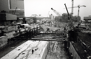 Construction work for Hong Kong Station, Central, 12 June 1997