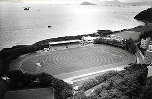 Circular pattern of grass mowing, HKU Stanley Ho Sports Centre Complex, Sandy Bay, 21 June 1997