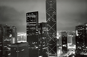 Buildings in Central, night, 6 July 1997