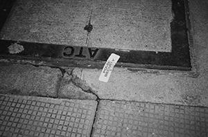 Security seal placed for the handover period on a manhole cover in the vicinity of the Prince of Wales Barracks, Central, 12 July 1997