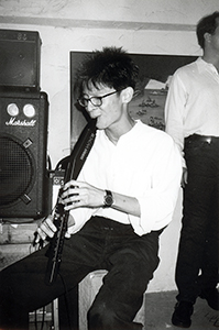 Playing an electronic saxophone, Visage, Central, 27 July 1997